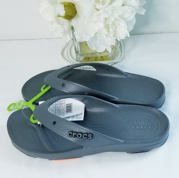 NWT CROCS Classic All-Terrain Flip Flops Slate Grey Men's Size 11 - Picture 2 of 7
